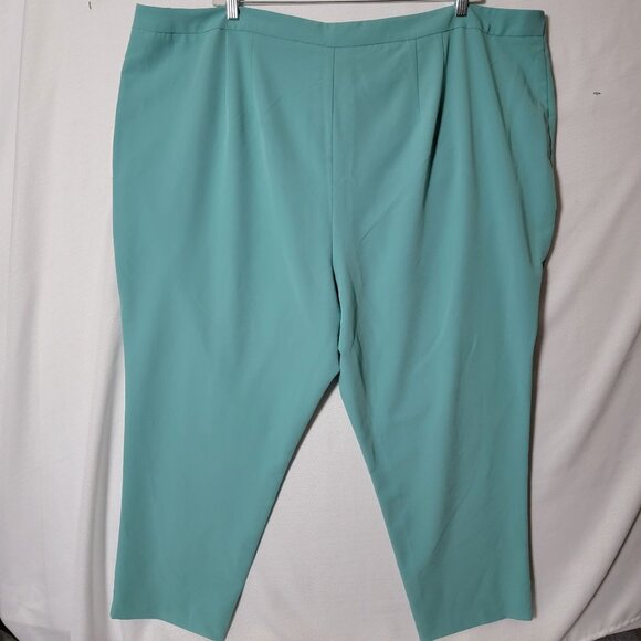 ELOQUII Womens Dress Pants Sz 28 Front Side Pockets Flat Front Light Aqua NWT - Picture 2 of 11